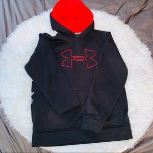 under armour hoodie youth small black and red